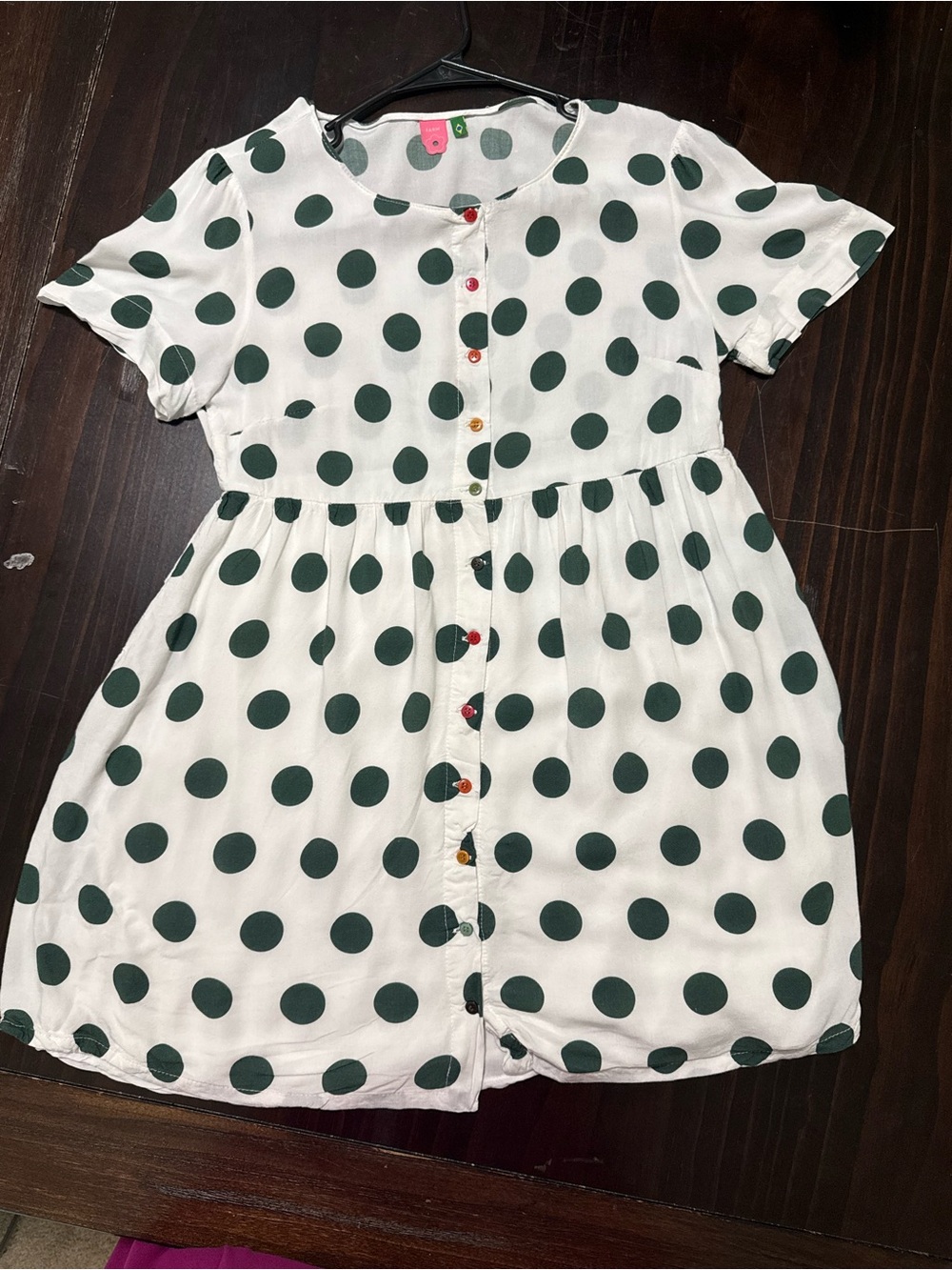 FARM Rio White Dress with Dark Green Polka Dots